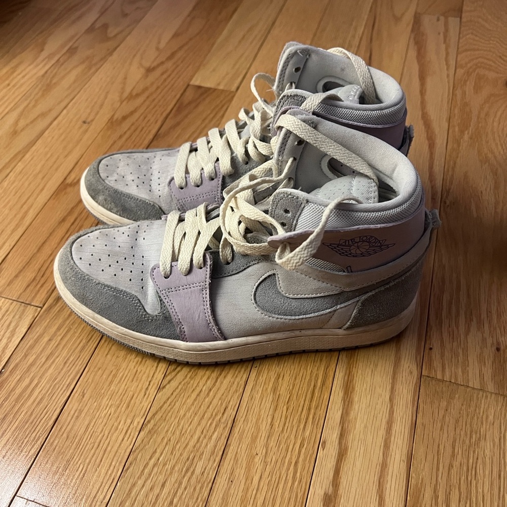 Nike Air Jordan's Gray and Cream Women's High-Top Sneakers